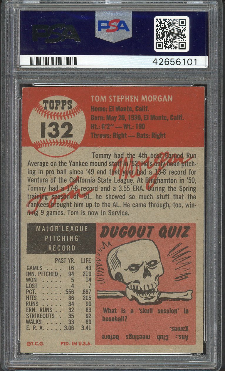 1953 Topps Baseball #132 Tom Morgan Yankees PSA 6 EX-MT 562002