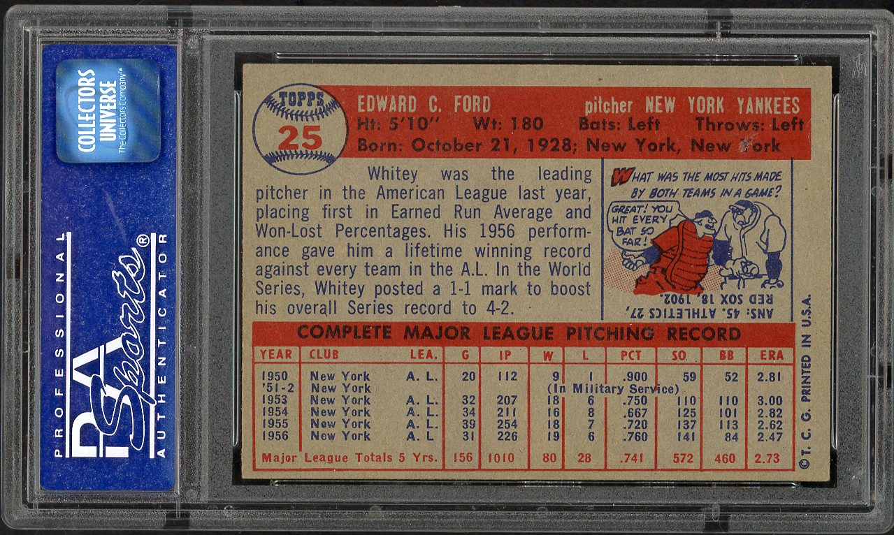 1957 Topps Baseball #025 Whitey Ford Yankees PSA 6 EX-MT 562048