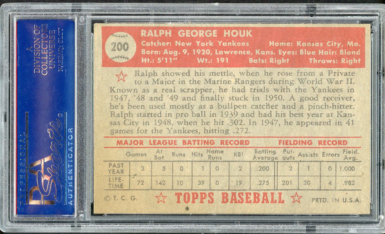 1952 Topps Baseball #200 Ralph Houk Yankees PSA 6 EX-MT 562058