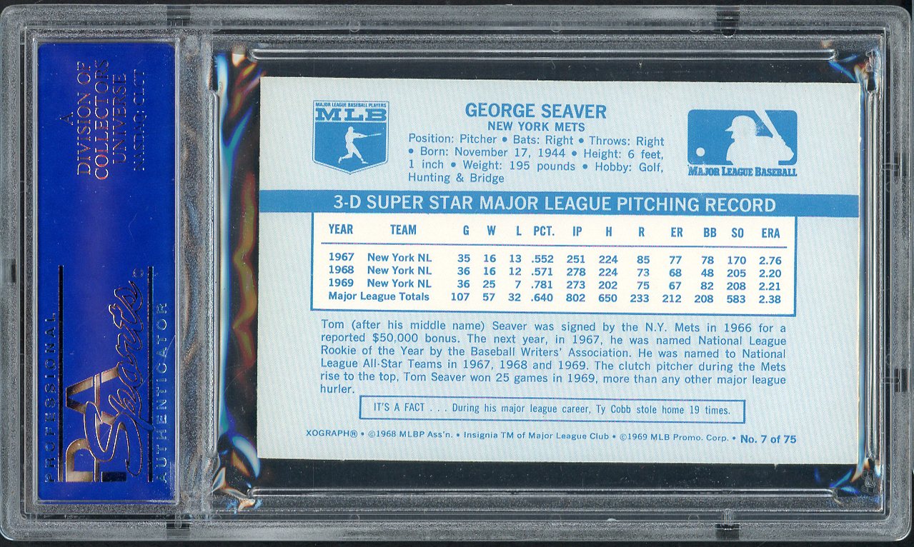 1970 Kelloggs Baseball #007 Tom Seaver Mets PSA 9 MINT 562068