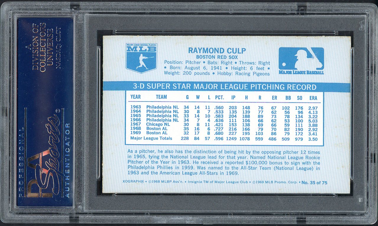 1970 Kelloggs Baseball #035 Ray Culp Red Sox PSA 9 MINT 562096