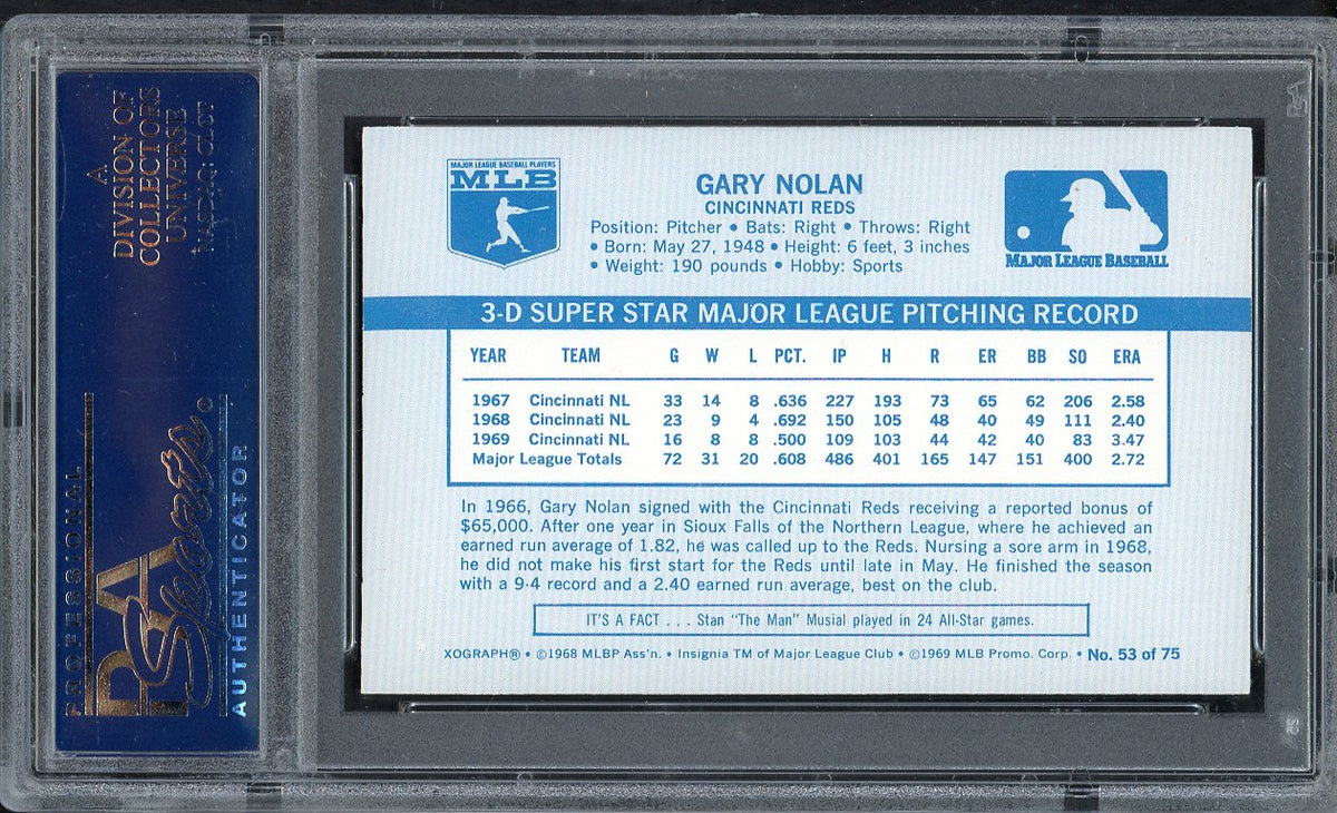 1970 Kelloggs Baseball #053 Gary Nolan Reds PSA 9 MINT 562114