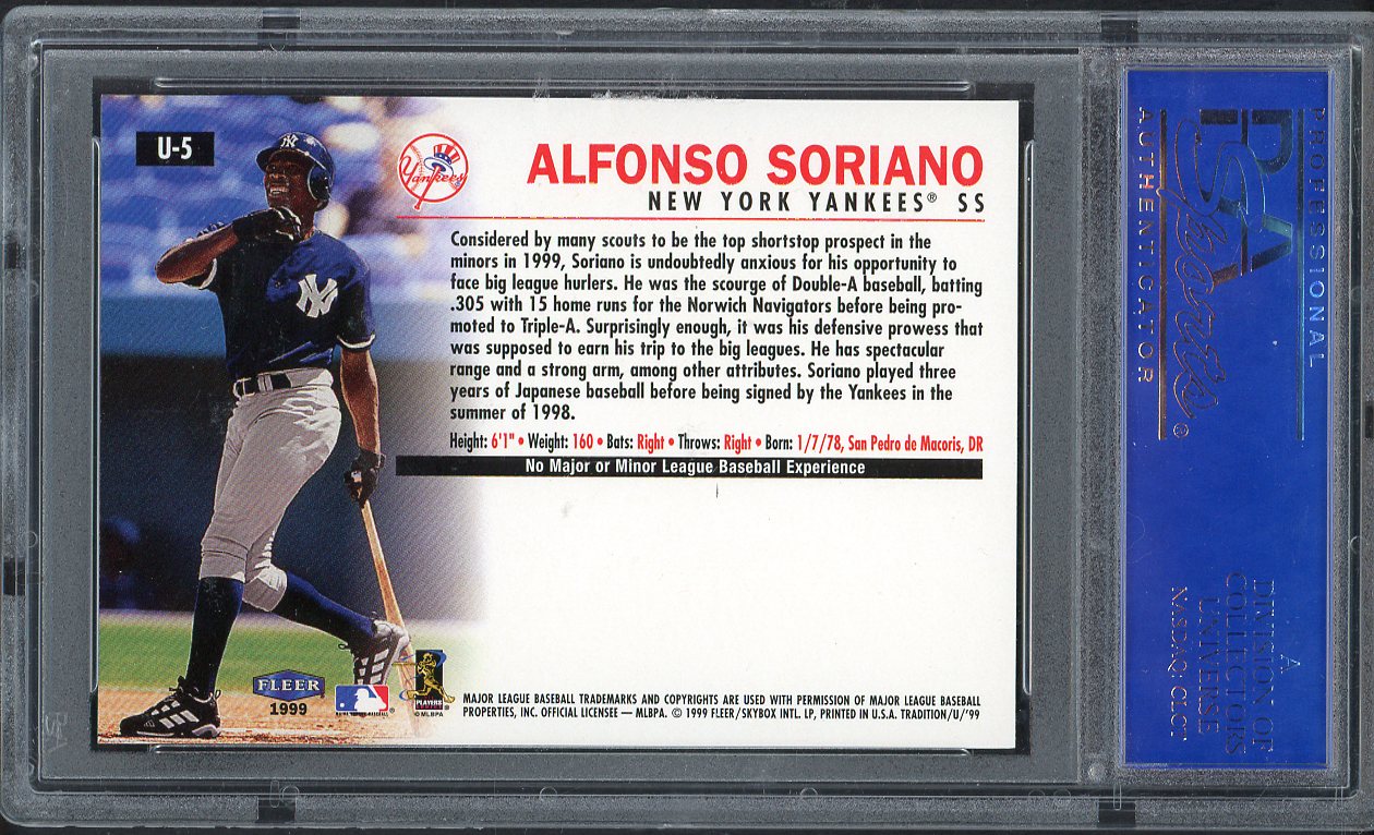 1999 Fleer Update #U5 Alfonso Soriano Yankees PSA 10 GEM MINT 562142