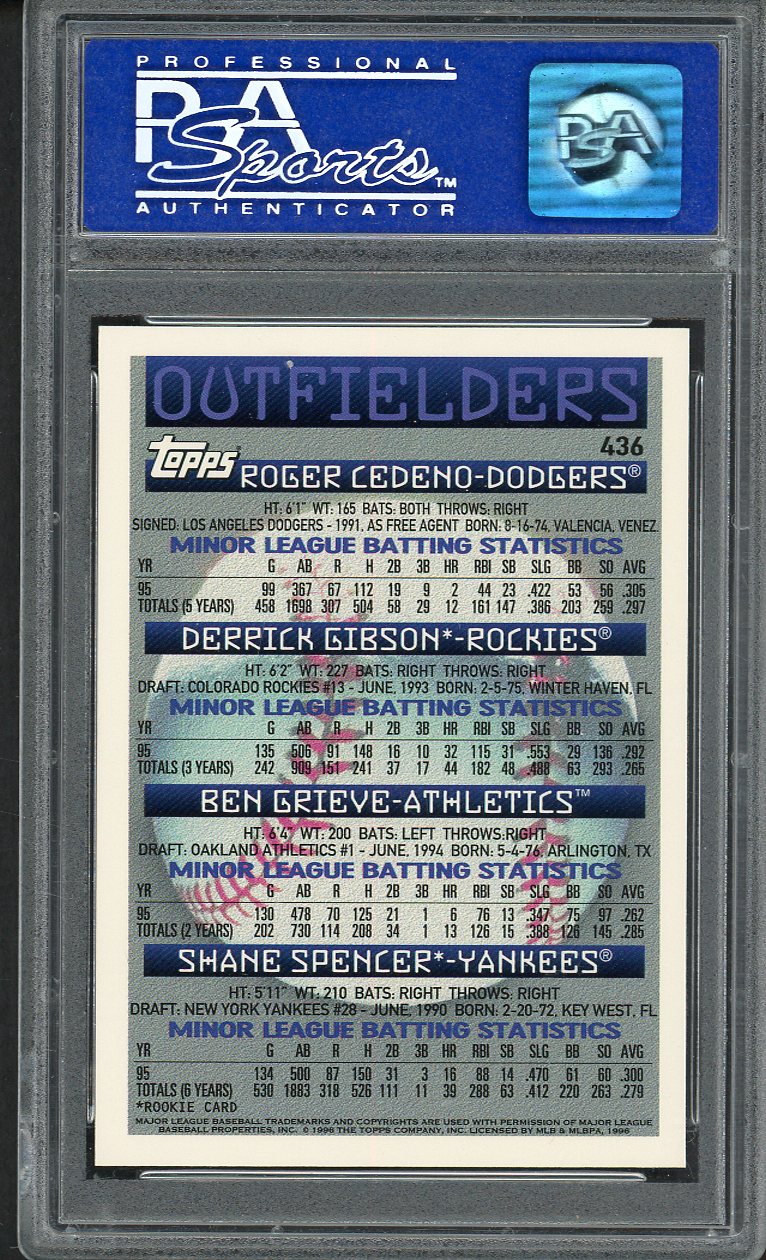 1996 Topps #436 Ben Grieve A's PSA 10 GEM MINT 562191