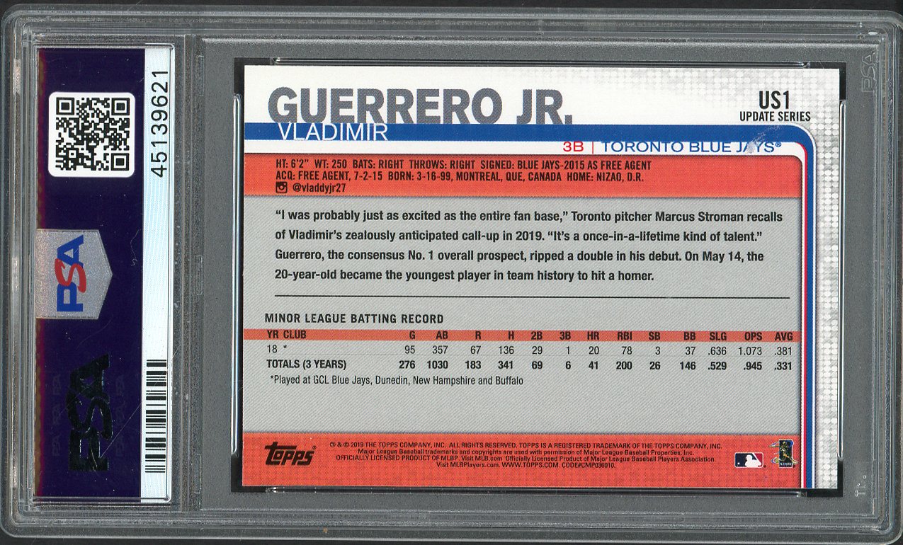 2019 Topps Update #US1 Vladimir Guerrero Jr Blue Jays PSA 10 GEM MINT 562223