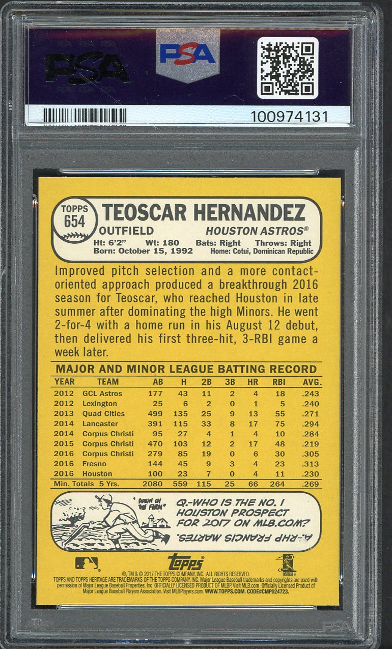 2017 Topps Heritage #654 Teoscar Hernandez Astros PSA 9 MINT 562255