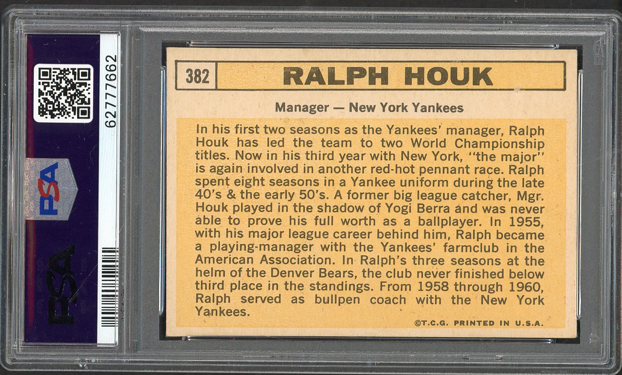 1963 Topps Baseball #382 Ralph Houk Yankees PSA 5 EX 562331