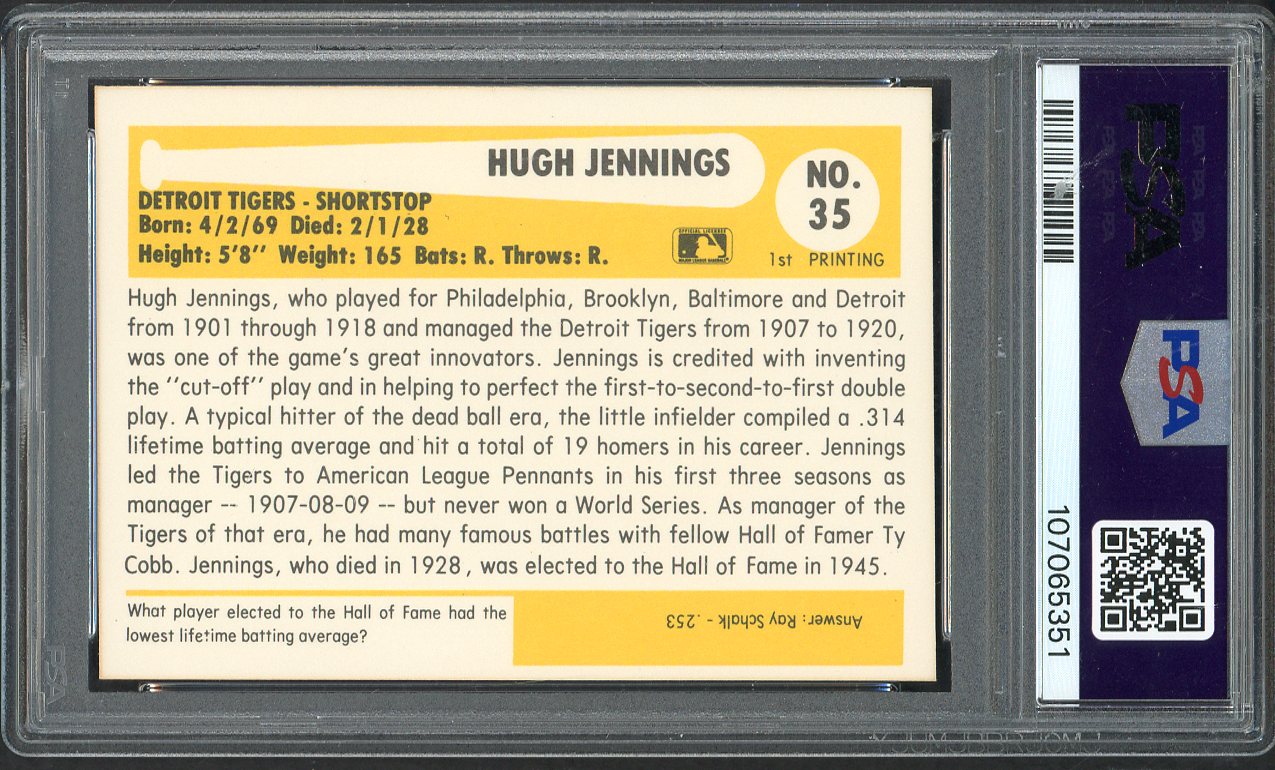 1980 Baseball Immortals #035 Hugh Jennings Tigers PSA 8 NM/MT 562363