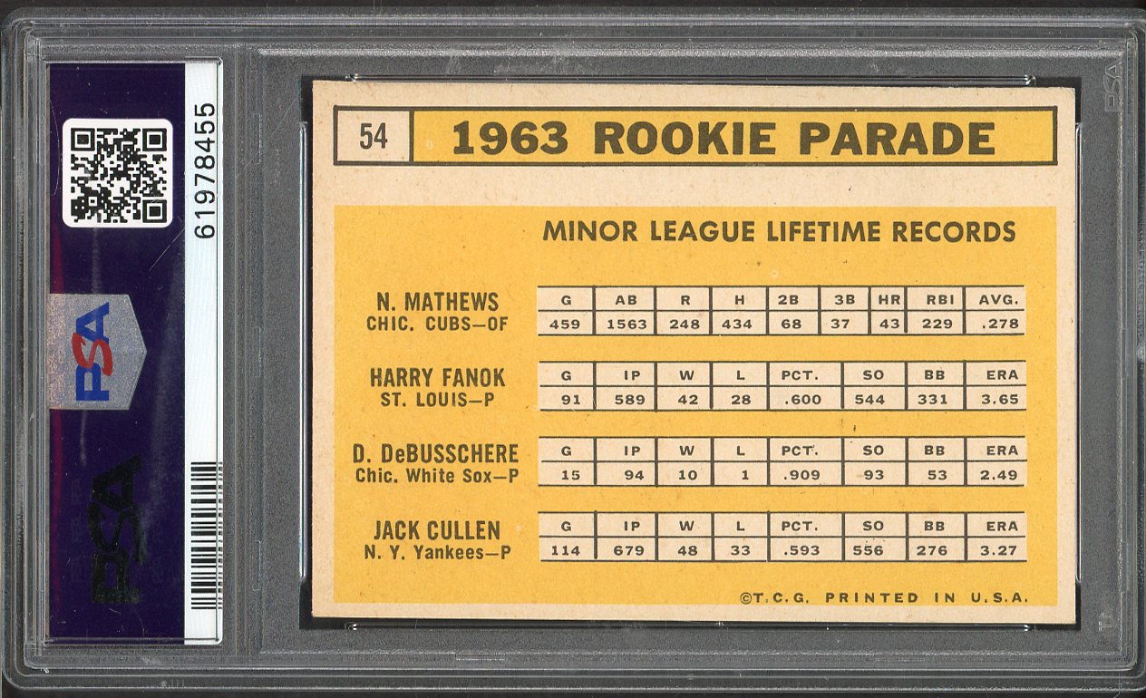 1963 Topps Baseball #054 Dave DeBusschere White Sox PSA 7 NM 562369