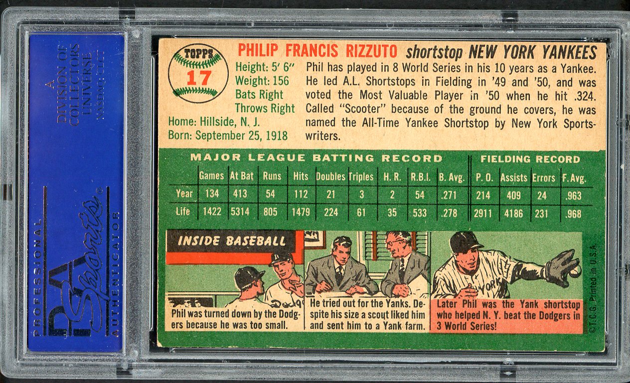 1954 Topps Baseball #017 Phil Rizzuto Yankees PSA 5 EX 562382