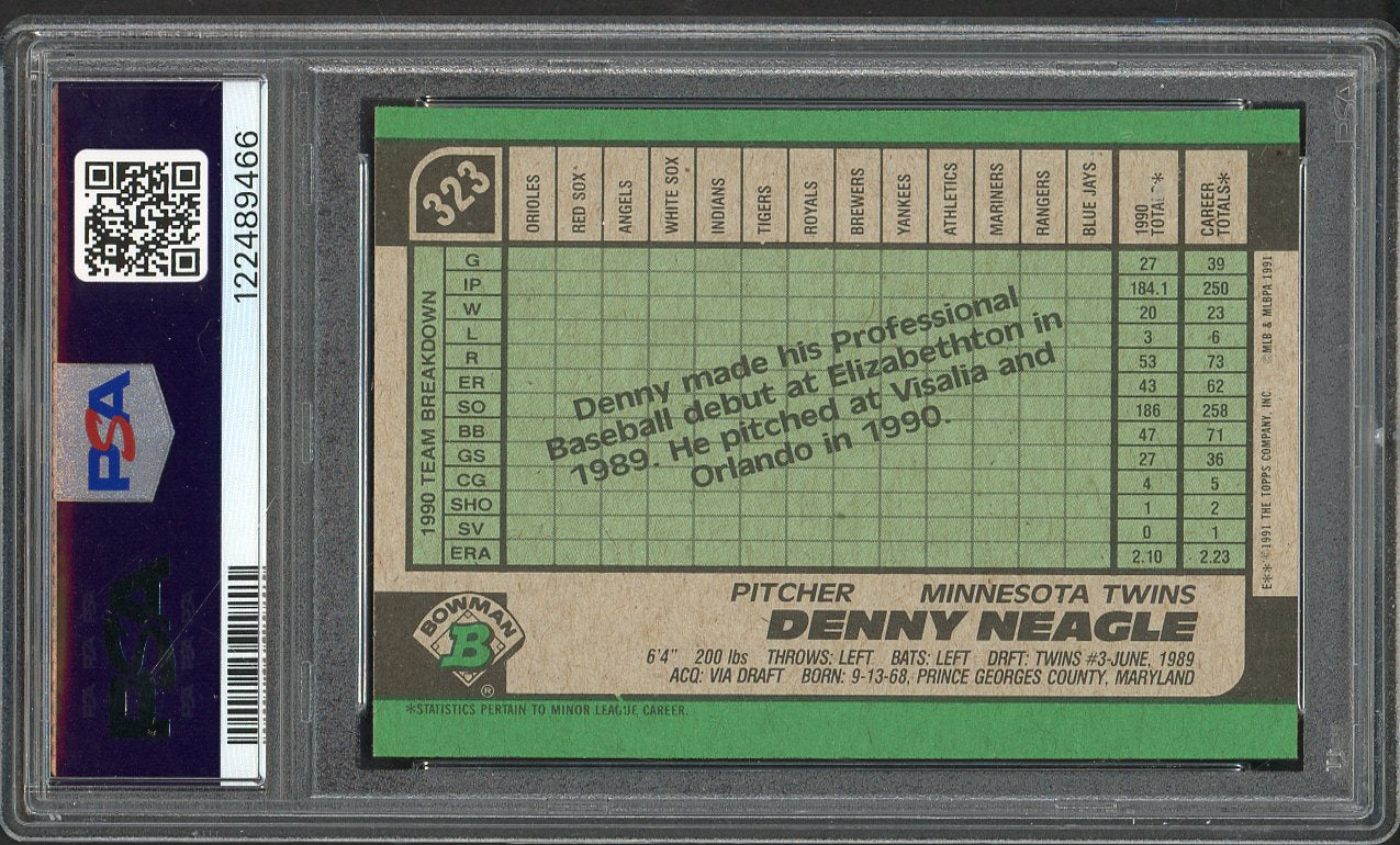 1991 Bowman #323 Denny Neagle Twins PSA 9 MINT 562383