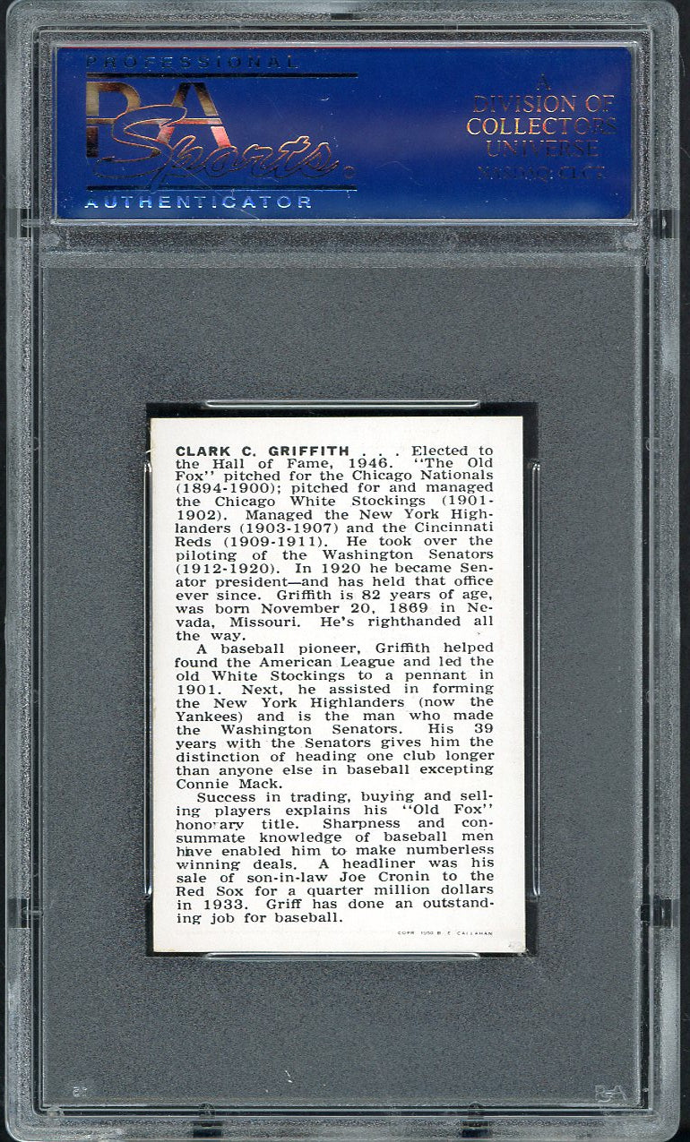 1950-56 Callahan Clark Griffith Senators PSA 8 NM/MT 562387