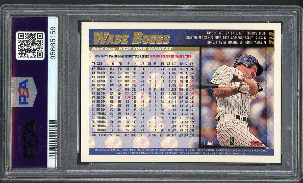 1998 Topps #215 Wade Boggs Yankees PSA 10 GEM MINT 562416
