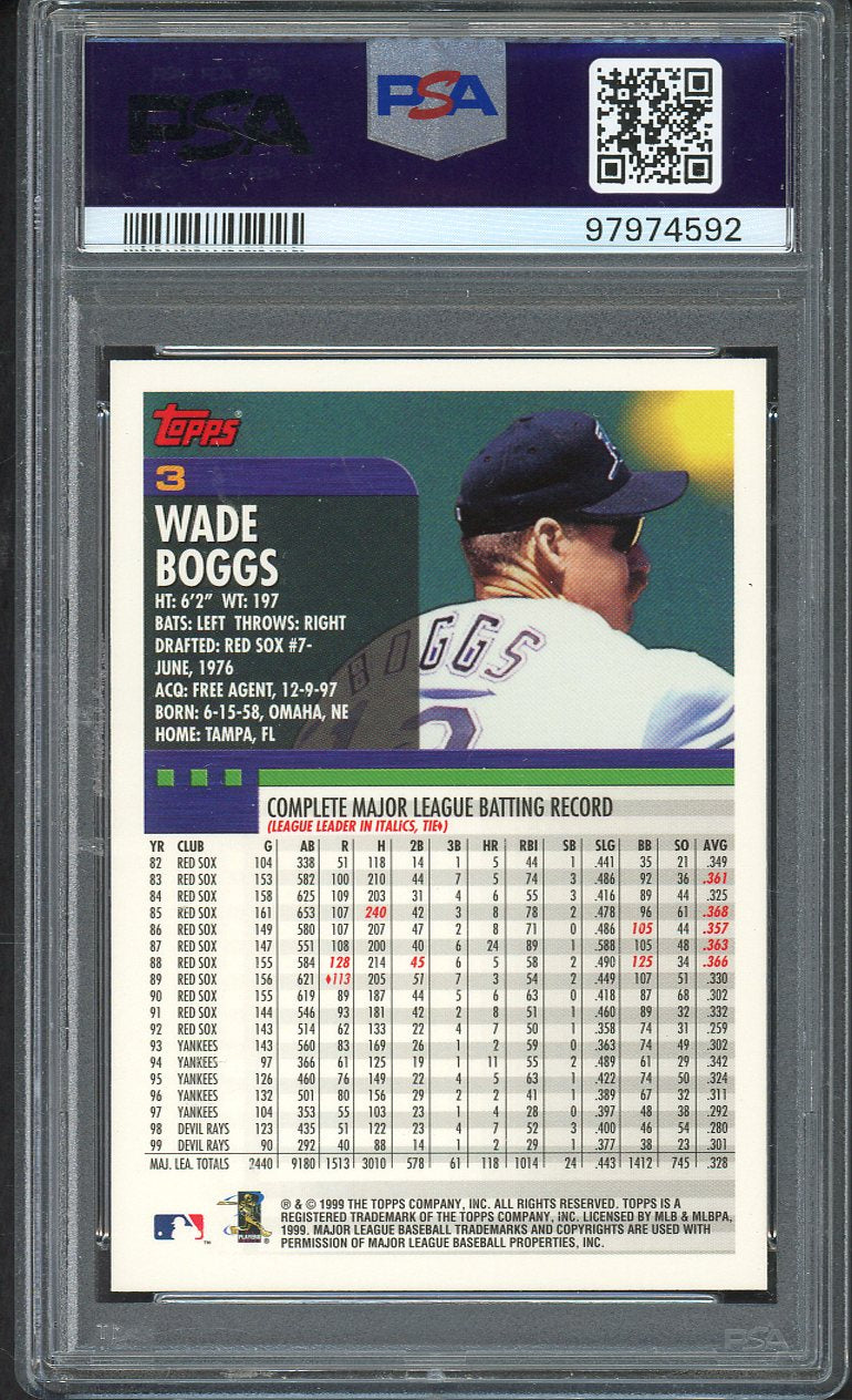 2000 Topps #003 Wade Boggs Devil Rays PSA 10 GEM MINT 562453