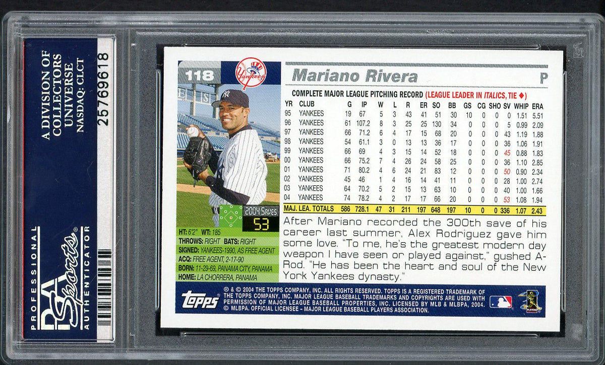2005 Topps #118 Mariano Rivera Yankees PSA 10 GEM MINT 562547