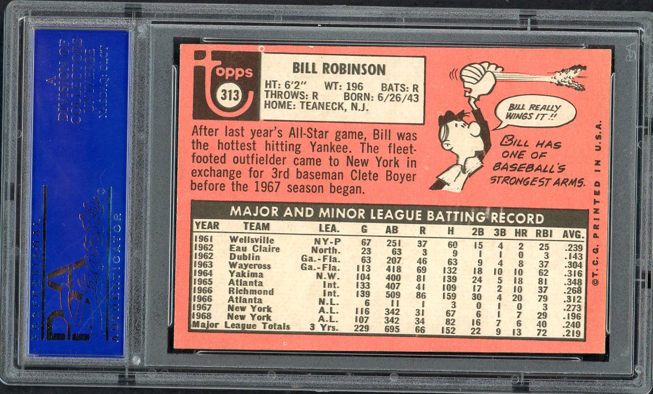 1969 Topps Baseball #313 Bill Robinson Yankees PSA 6 EX-MT 562587