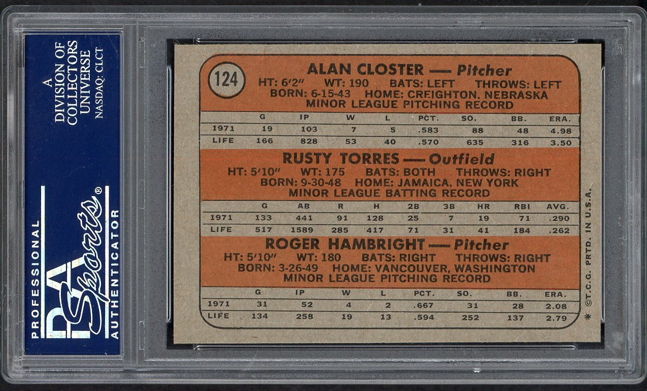 1972 Topps Baseball #124 Rusty Torres Yankees PSA 9 MINT 562616