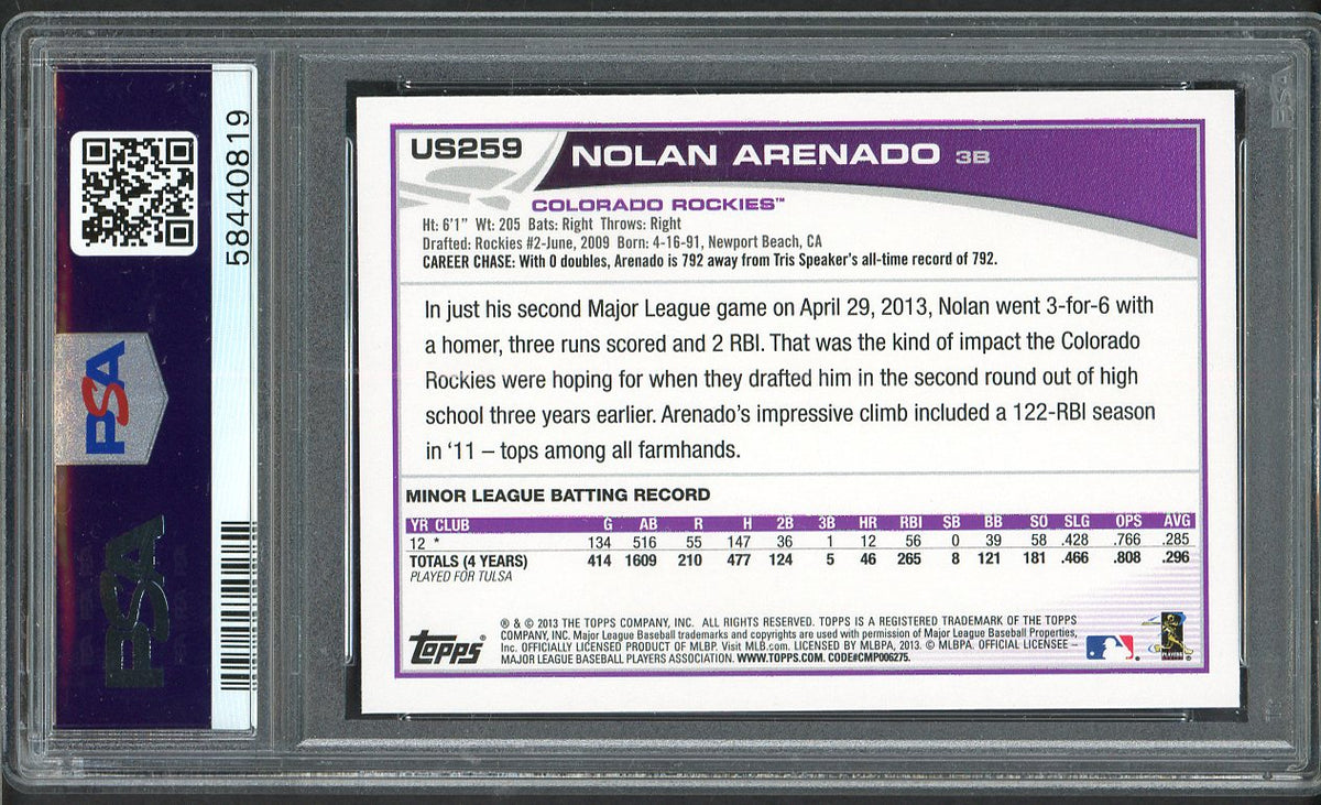 2013 Topps Update #US259 Nolan Arenado Rockies PSA 9 MINT 562638