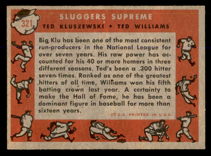 1958 Topps Baseball #321 Ted Williams Ted Kluszewski EX 563059