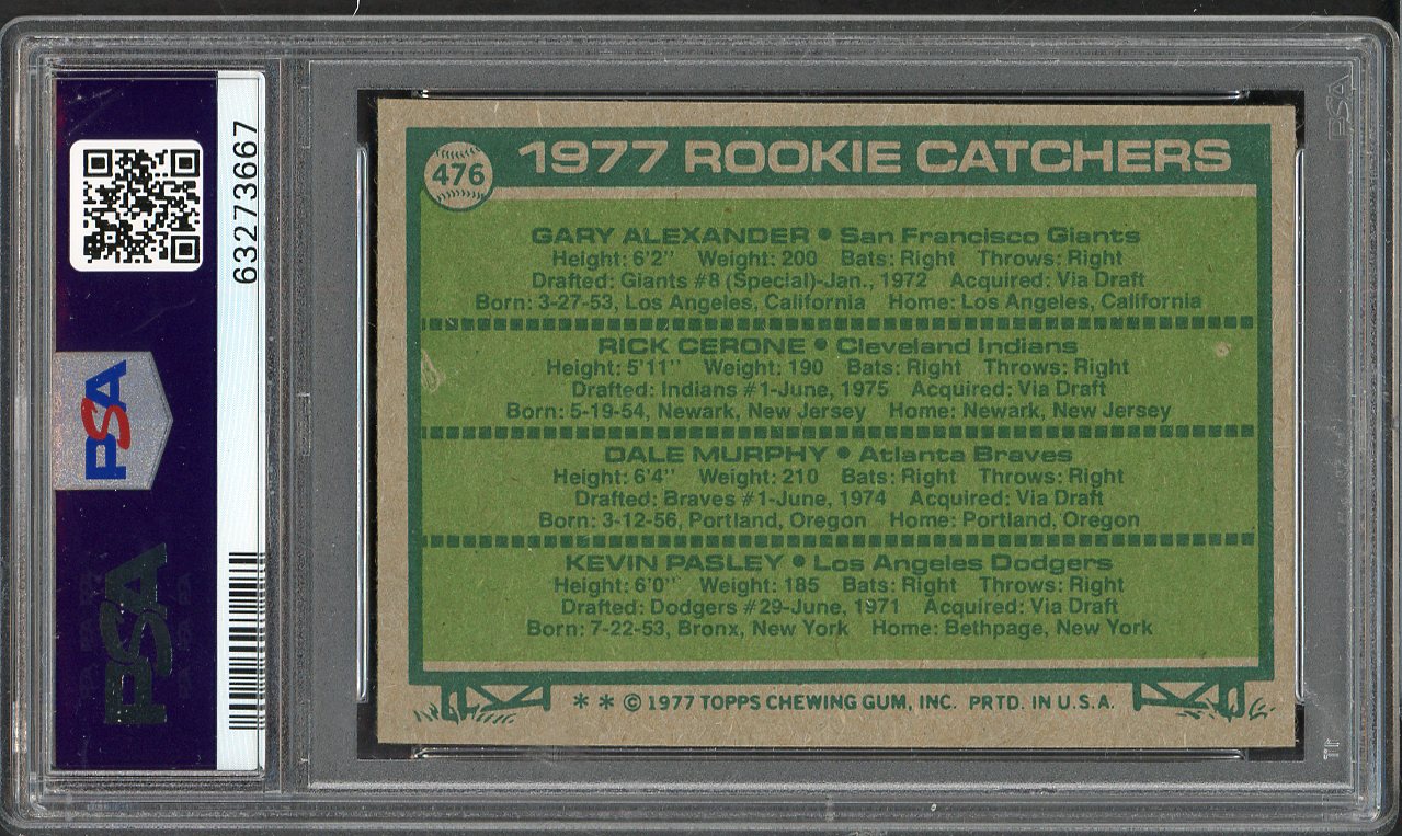 1977 Topps Baseball #476 Dale Murphy Braves PSA 8 NM/MT 563134