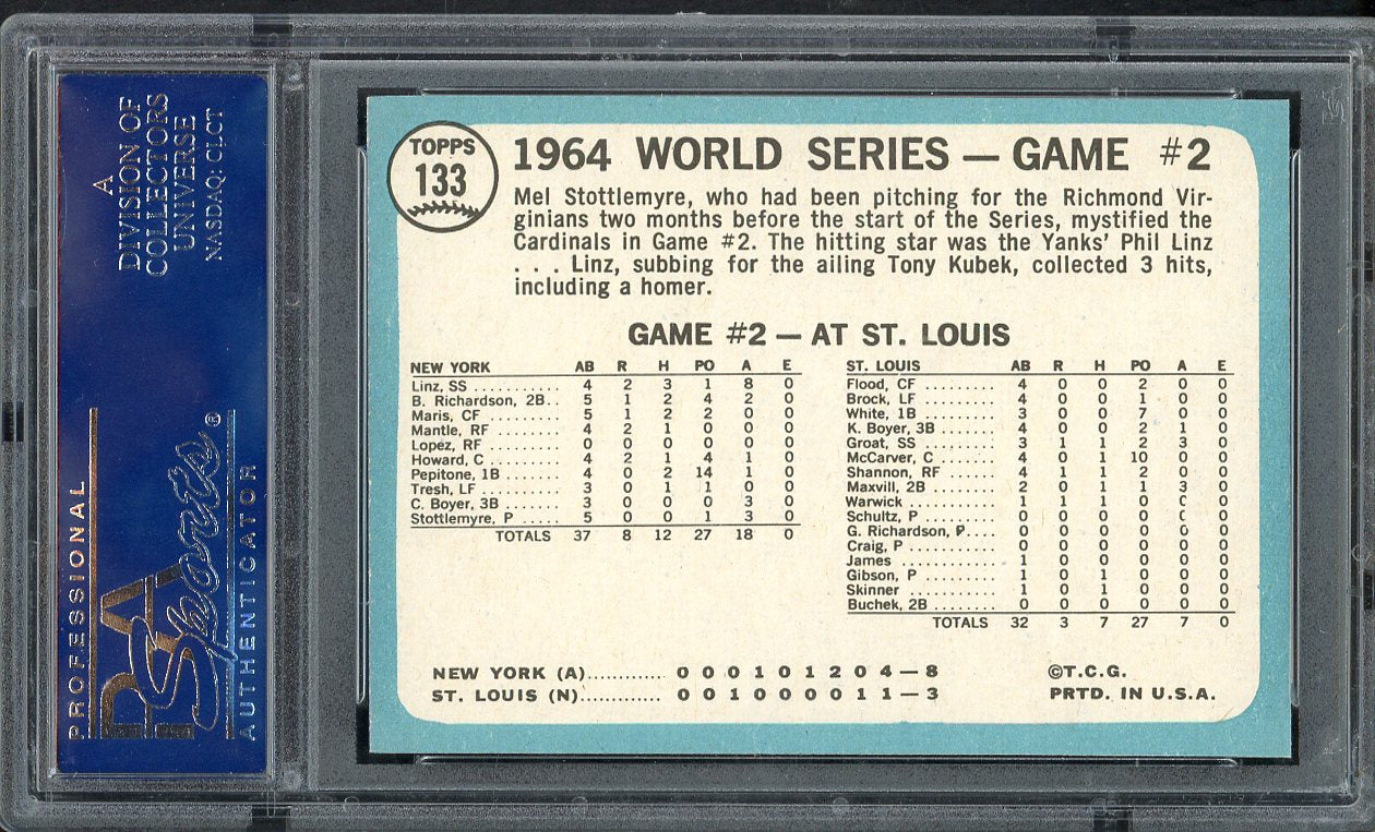 1965 Topps Baseball #133 World Series Game 2 Stottlemyre PSA 8 NM/MT 563191