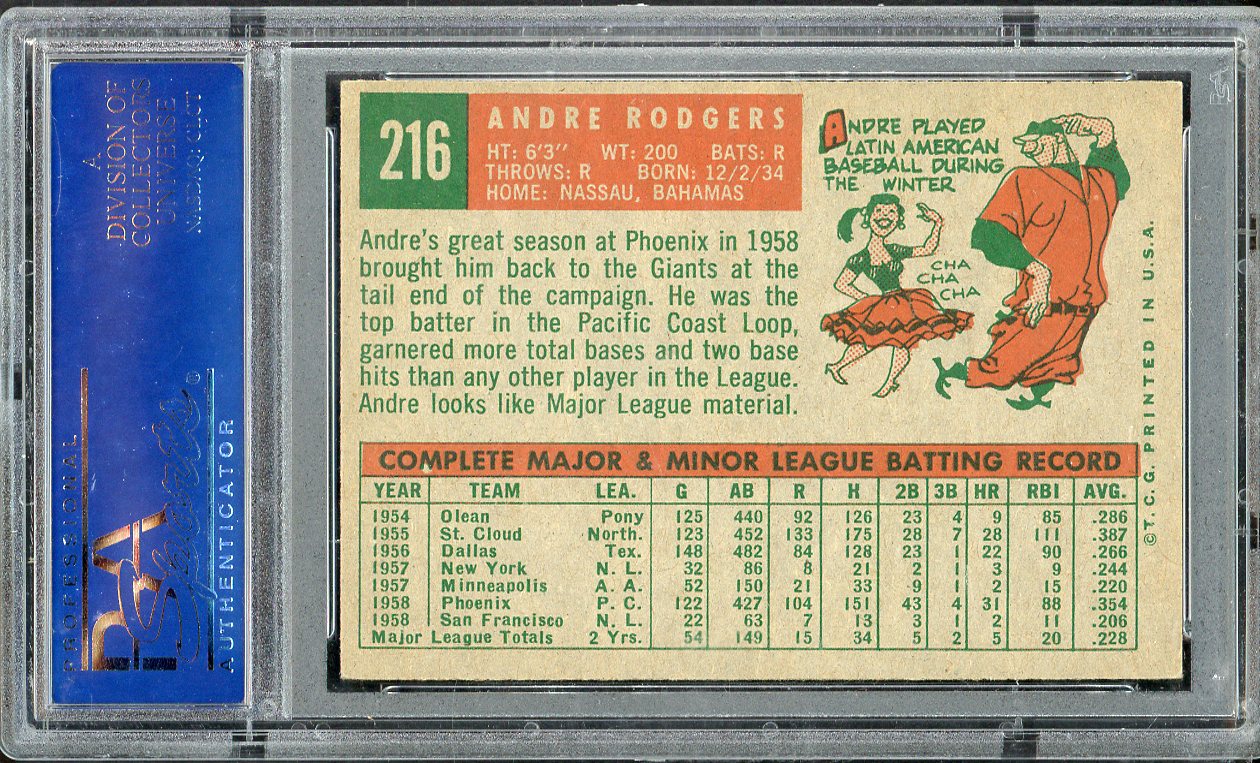 1959 Topps Baseball #216 Andre Rodgers Giants PSA 6 EX-MT 563207