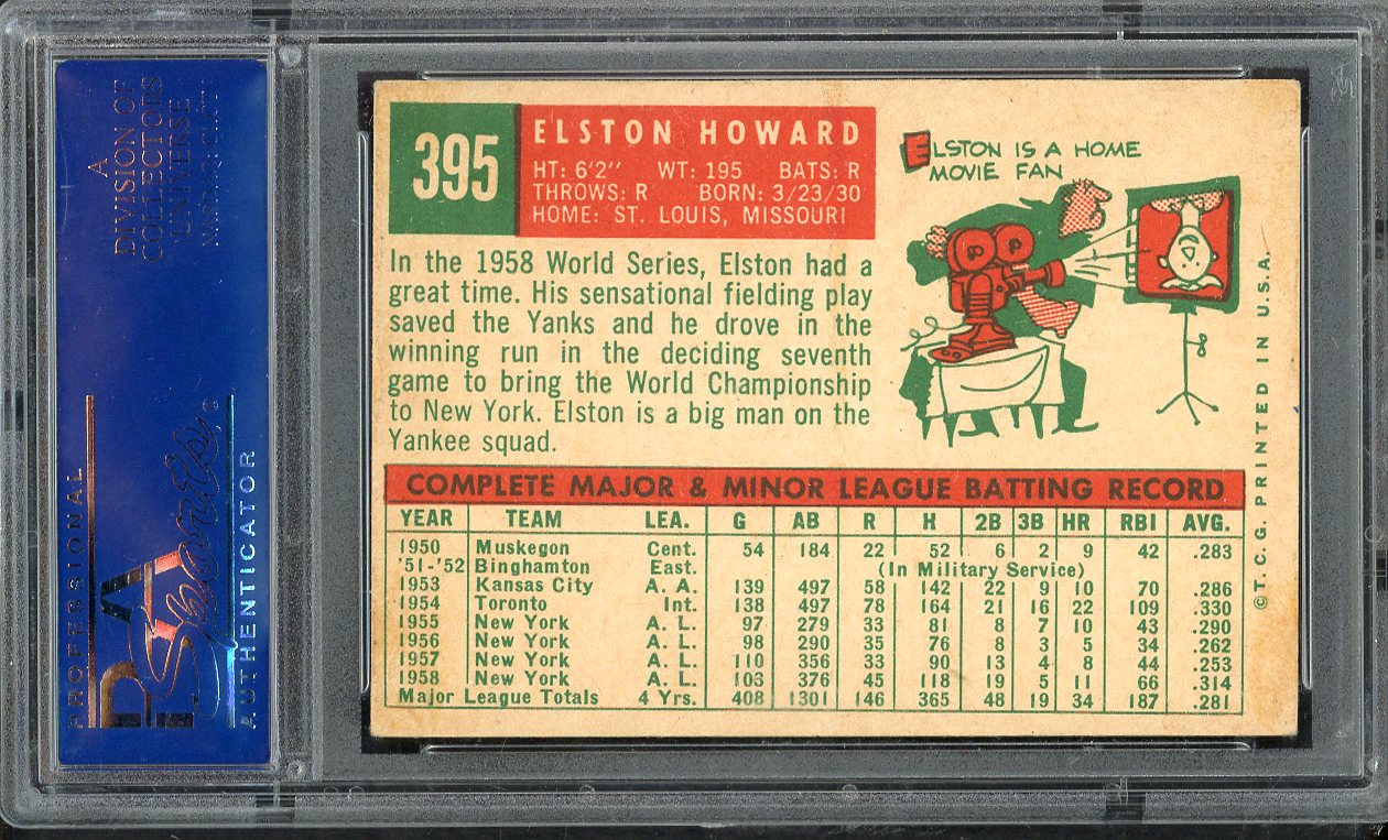 1959 Topps Baseball #395 Elston Howard Yankees PSA 6 EX-MT 563227