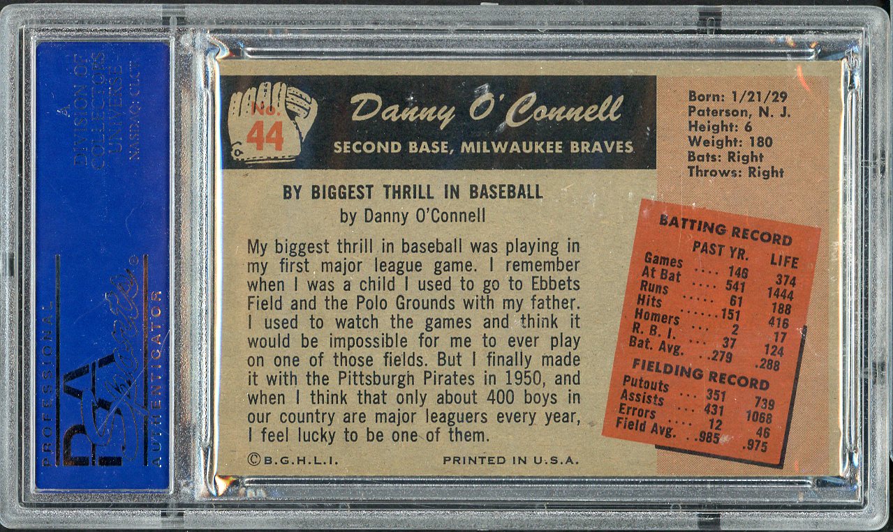 1955 Bowman Baseball #044 Danny O'Connell Braves PSA 6 EX-MT 563233