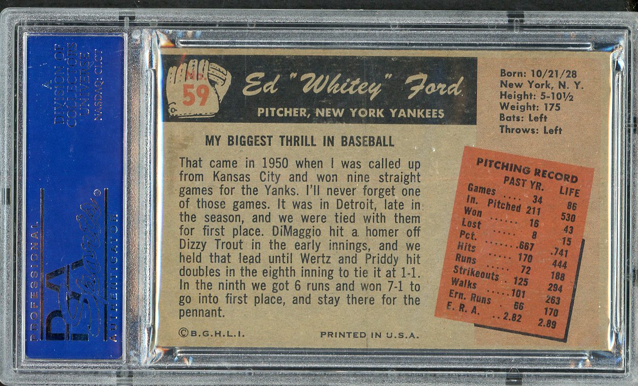 1955 Bowman Baseball #059 Whitey Ford Yankees PSA 5 EX 563240