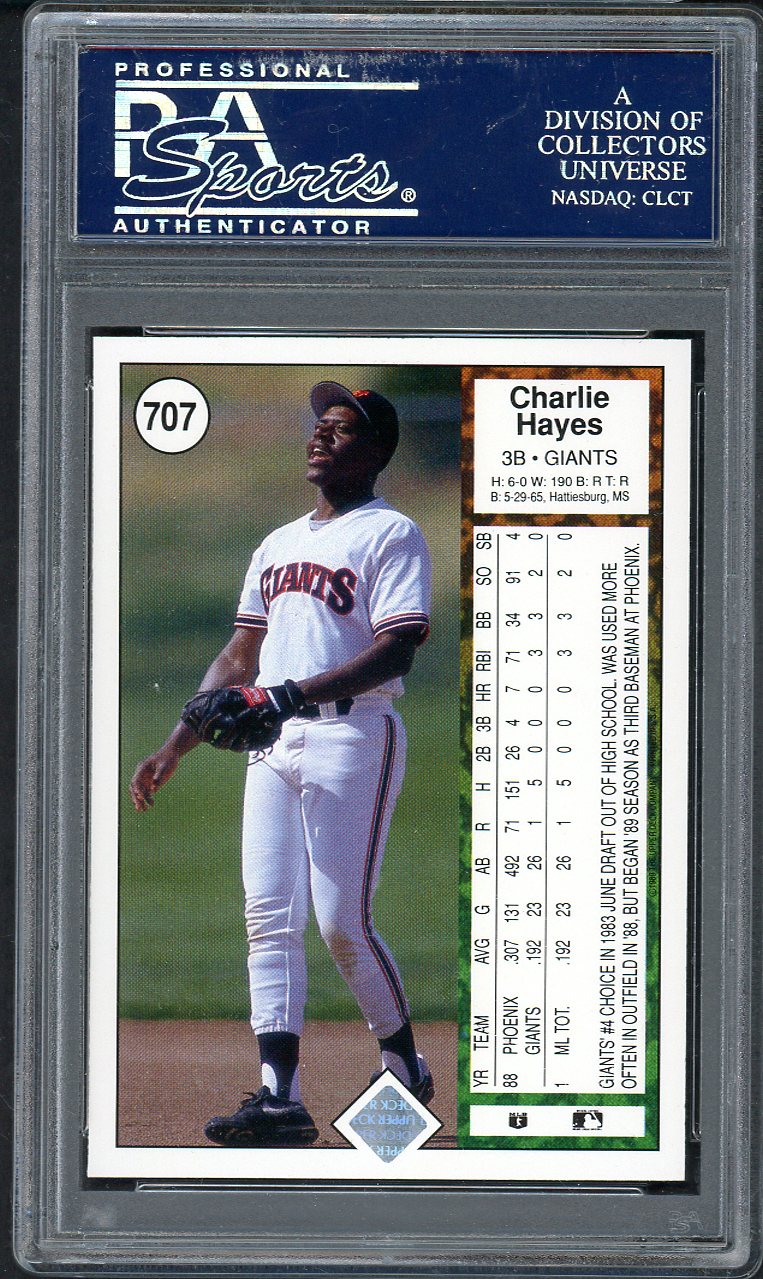 1989 Upper Deck #707 Charlie Hayes Giants PSA 10 GEM MINT 563245
