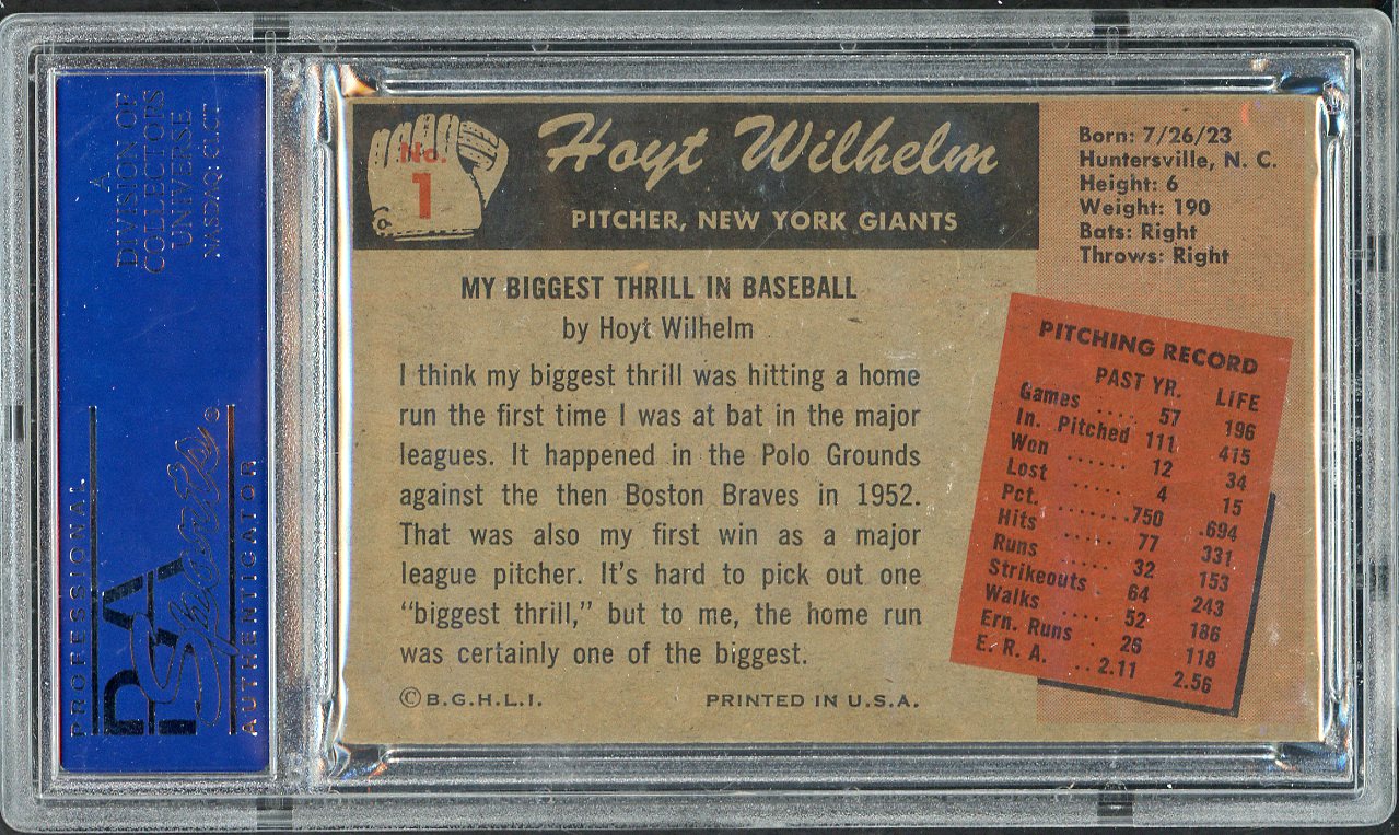 1955 Bowman Baseball # 1 Hoyt Wilhelm Giants PSA 5 EX 563254