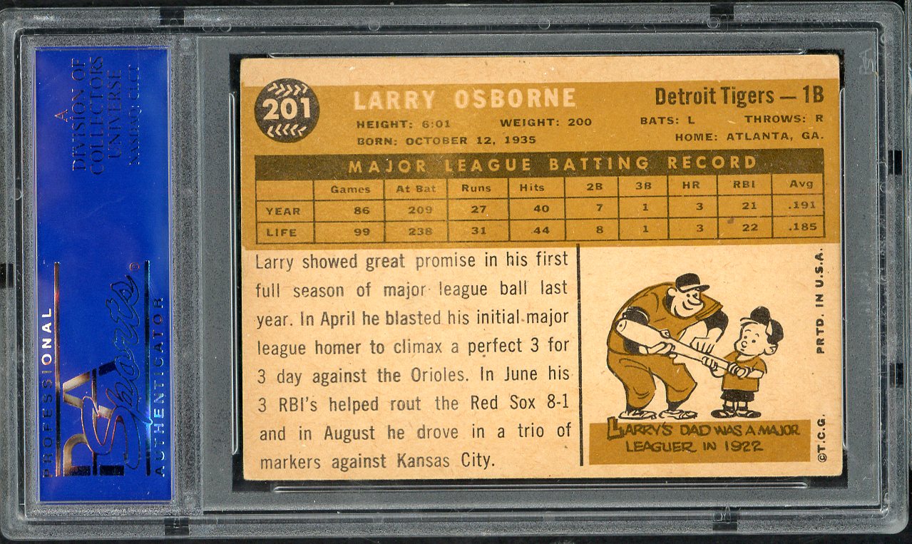 1960 Topps Baseball #201 Larry Osborne Tigers PSA 5 EX 563282