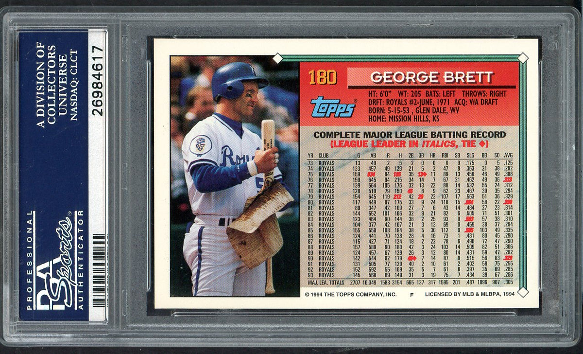 1994 Topps #180 George Brett Royals PSA 10 GEM MINT 563311