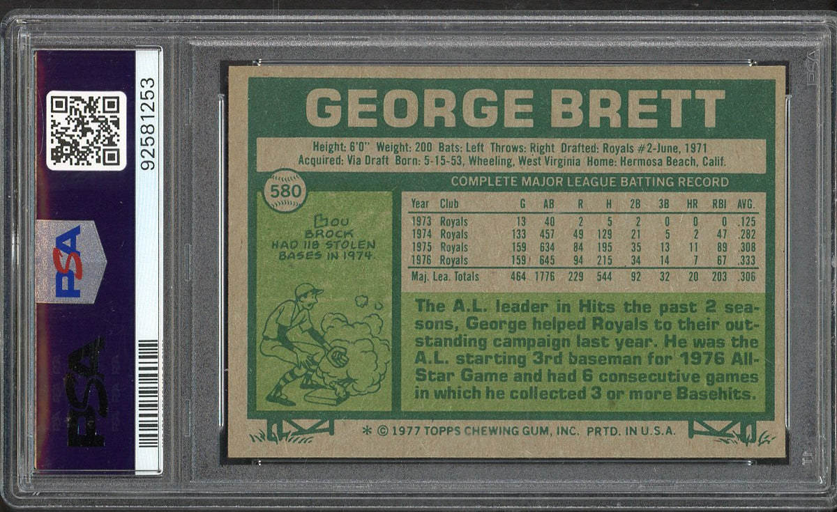 1977 Topps Baseball #580 George Brett Royals PSA 8 NM/MT 563332