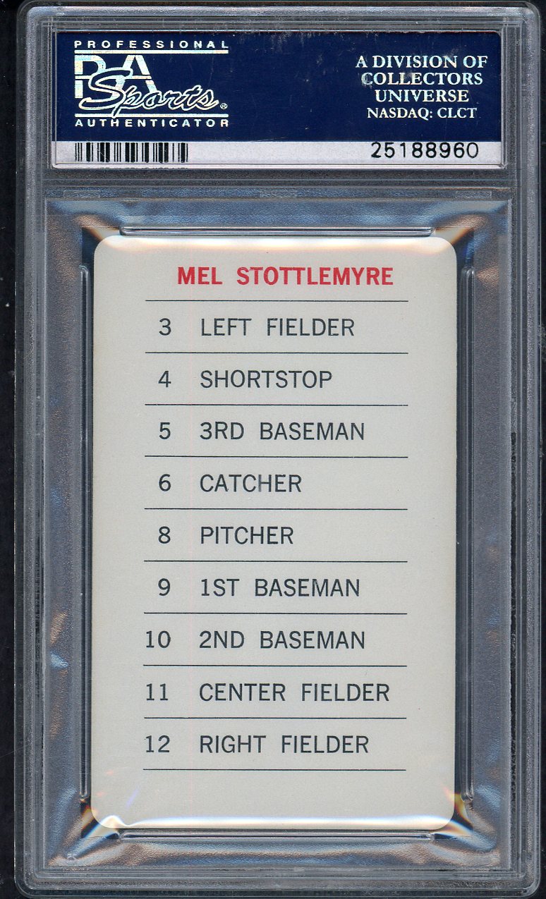 1970 Milton Bradley Mel Stottlemyre Yankees PSA 10 GEM MINT 563343