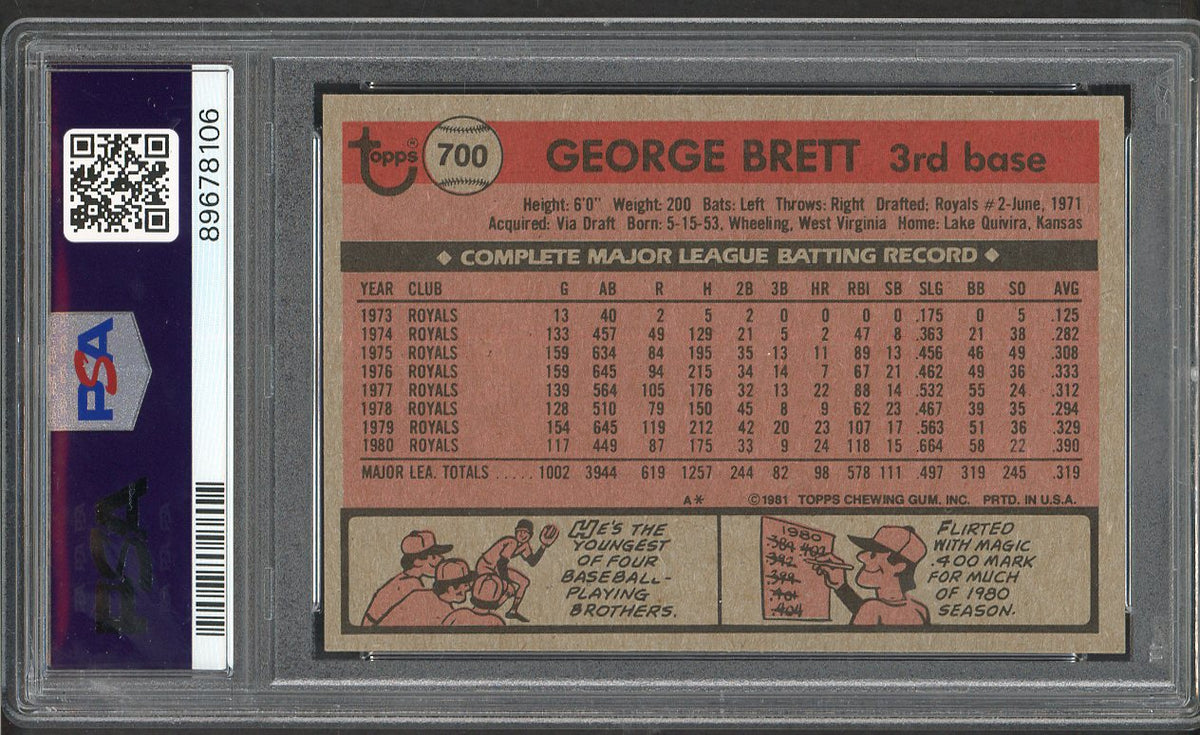 1981 Topps #700 George Brett Royals PSA 9 MINT 563398