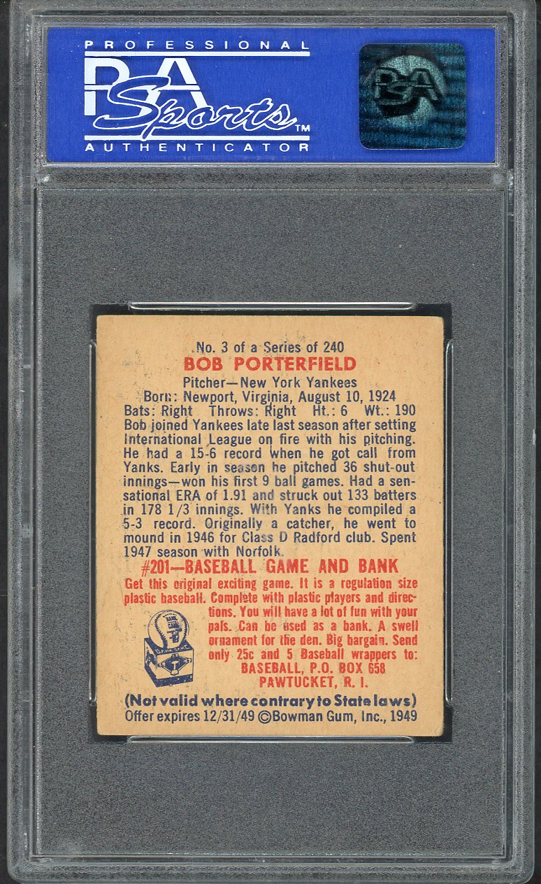 1949 Bowman Baseball #003 Bob Porterfield Yankees PSA 5 EX 563425