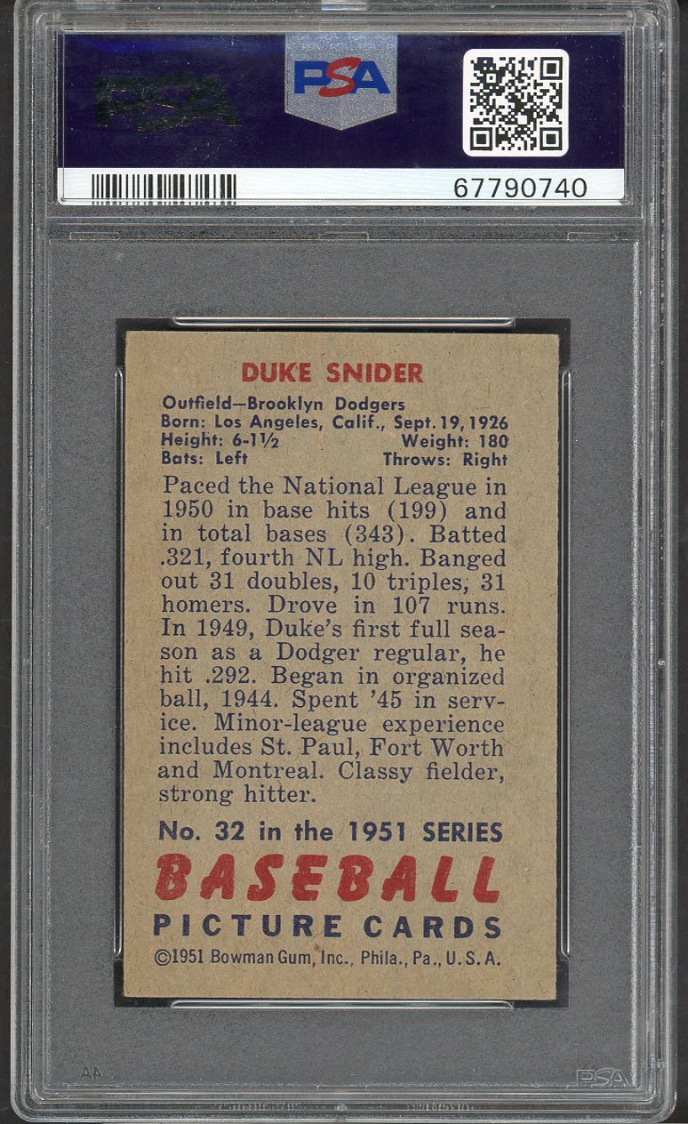 1951 Bowman Baseball #032 Duke Snider Dodgers PSA 5 EX 563478
