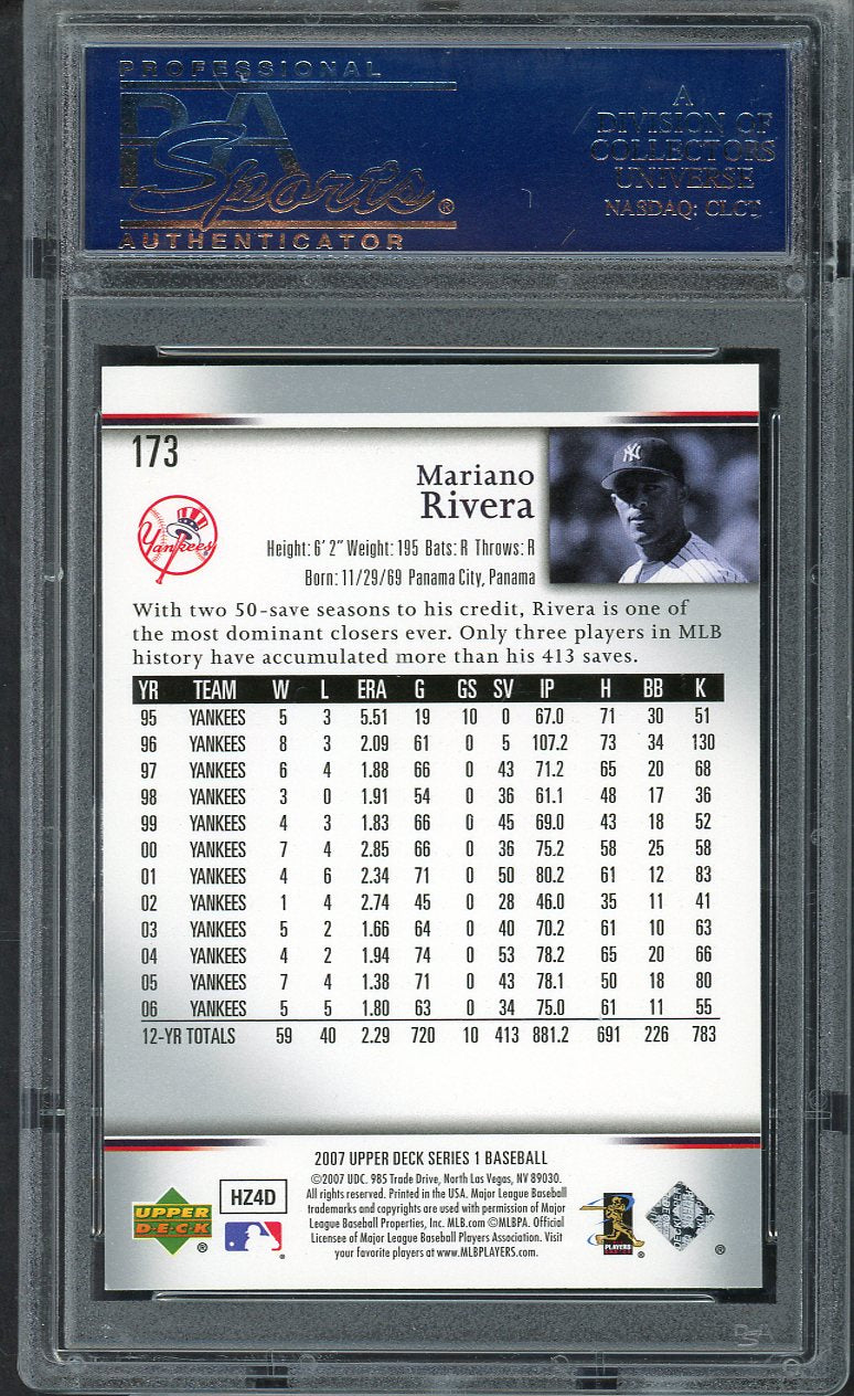 2007 Upper Deck #173 Mariano Rivera Yankees PSA 10 GEM MINT 563493