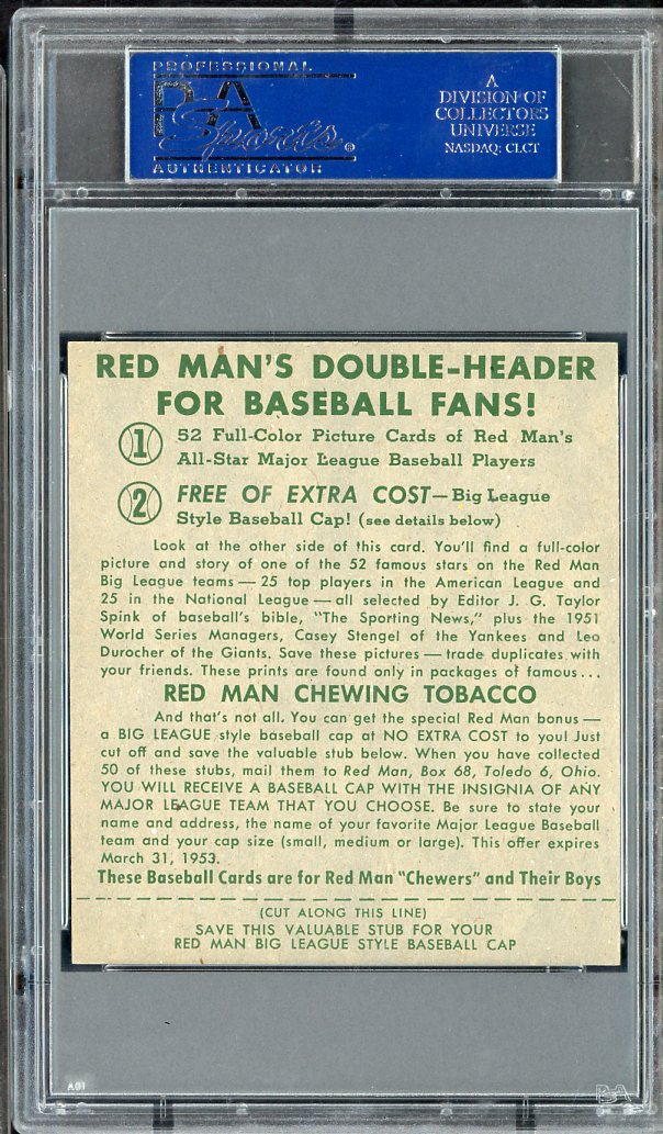 1952 Red Man # 12AL Eddie Joost A's PSA 7 NM w Tab 563577