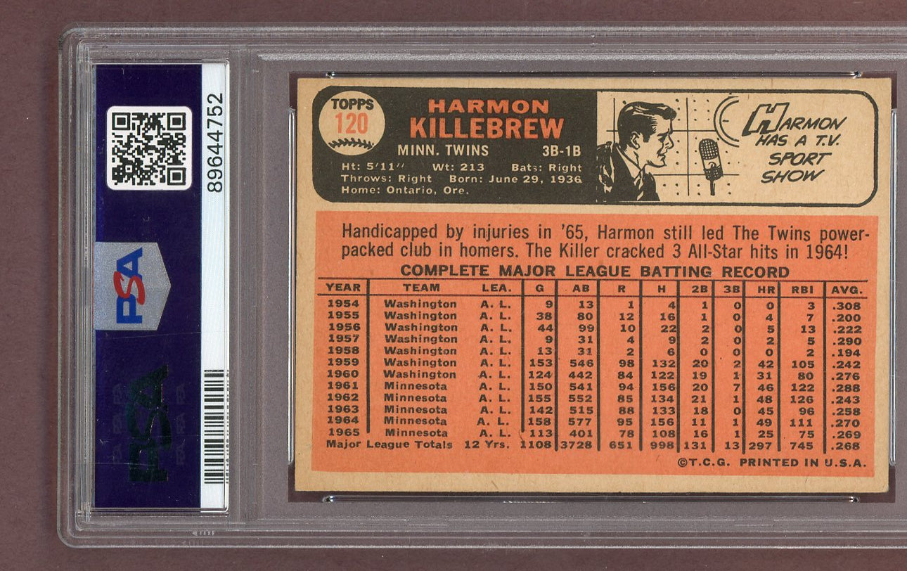 1966 Topps Baseball #120 Harmon Killebrew Twins PSA 6 EX-MT 563599