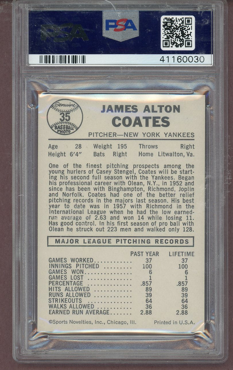 1960 Leaf Baseball #035 Jim Coates Yankees PSA 7 NM 563677