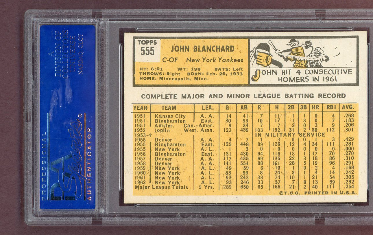 1963 Topps Baseball #555 John Blanchard Yankees PSA 6 EX-MT 563780