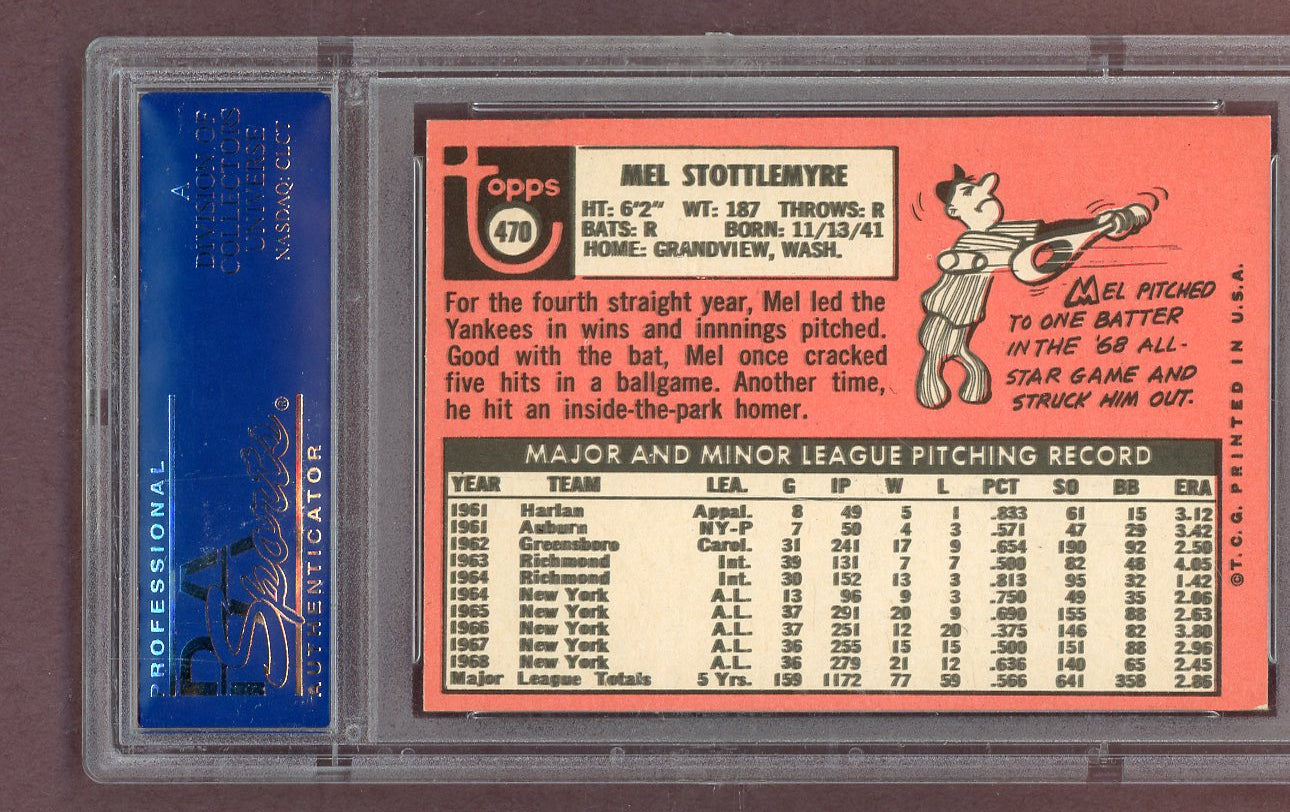 1969 Topps Baseball #470 Mel Stottlemyre Yankees PSA 7 NM 563788