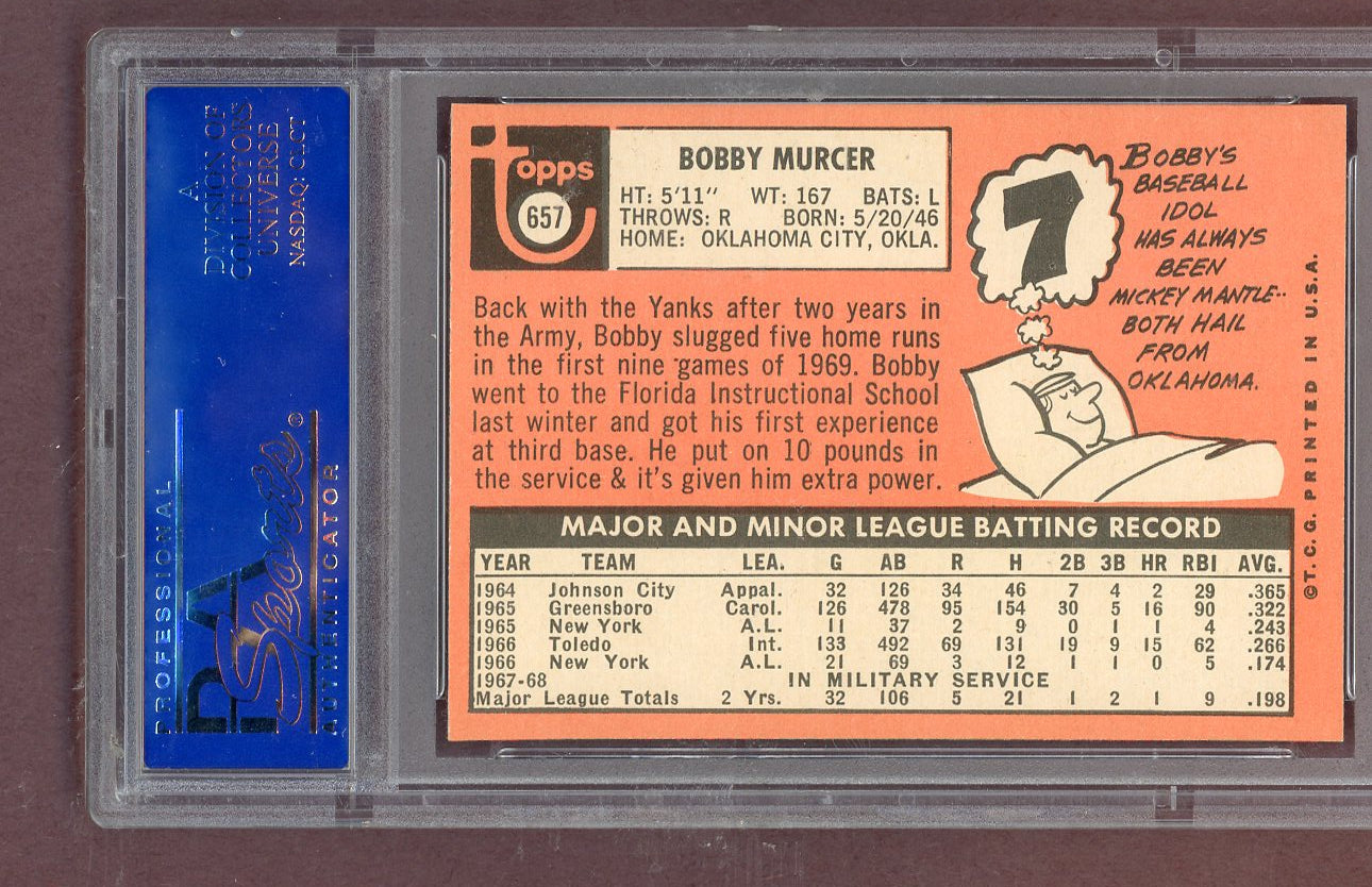 1969 Topps Baseball #657 Bobby Murcer Yankees PSA 7 NM 563807