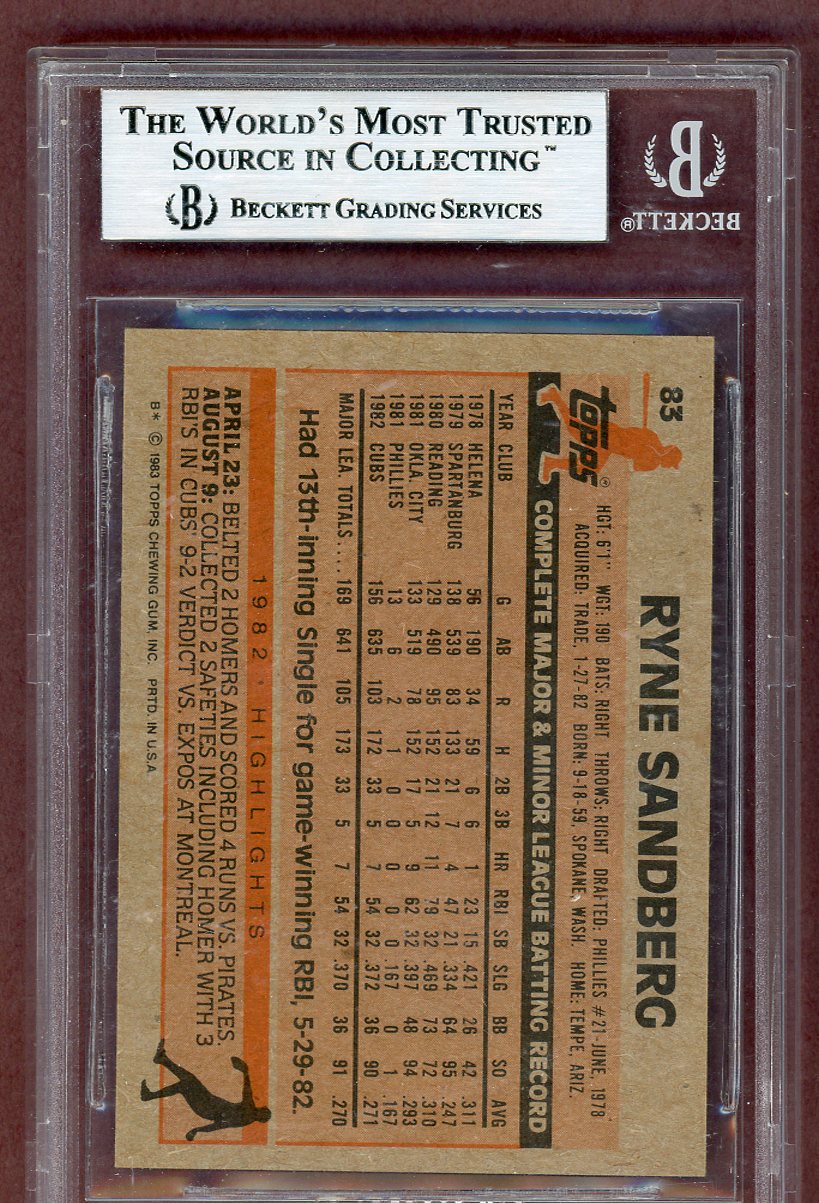 1983 Topps #083 Ryne Sandberg Cubs BVG 8.5 NM/MT+ 563971