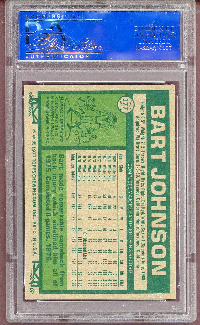 1977 TOPPS #177 BART JOHNSON WHITESOX PSA 9 MINT 563978