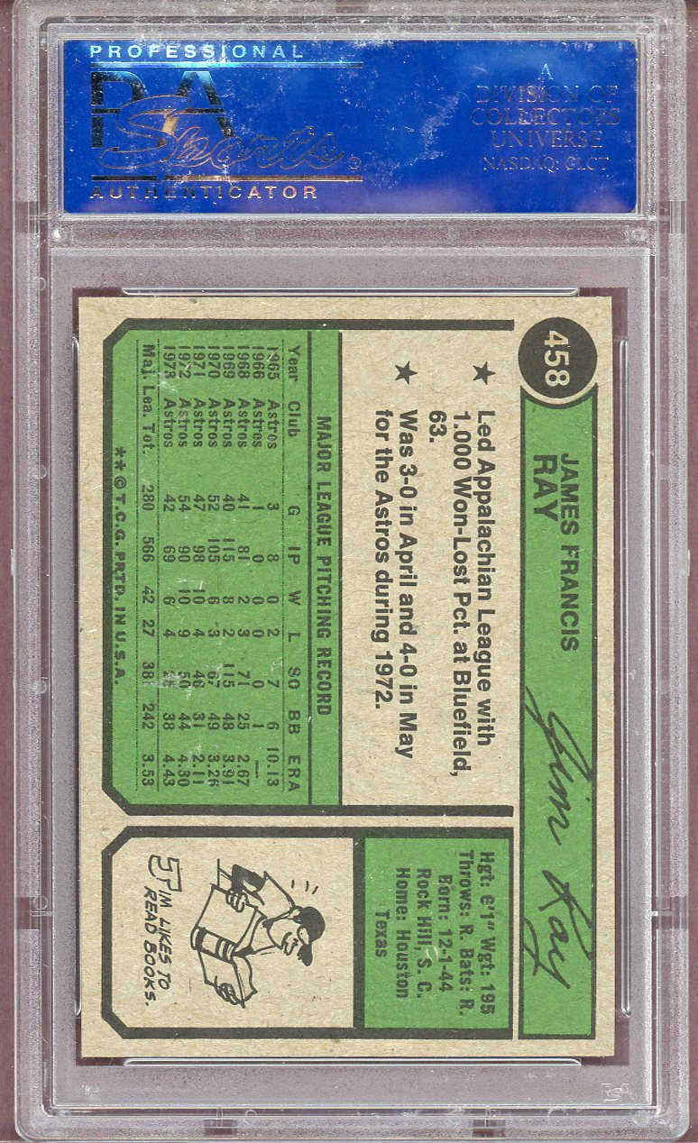 1974 TOPPS #458 JIM RAY ASTROS PSA 9 MINT 564002