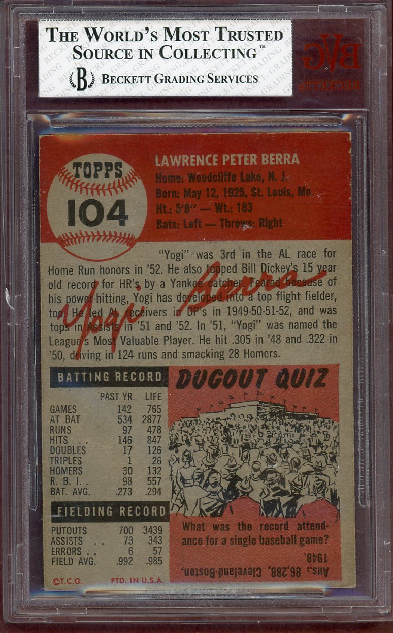 1953 TOPPS #104 YOGI BERRA YANKEES BVG 4.5 VG-EX+ 564012