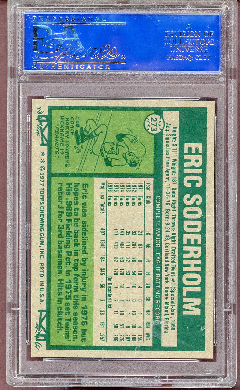 1977 Topps Baseball #273 Eric Soderholm White Sox PSA 8 NM/MT 564021